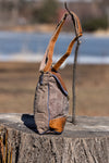 Canvas Shoulder Bag with Leather Trim and Flap