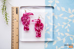 Pink Parrot Acrylic Earrings, Bird Earrings Pink, Tortoise Shell Toucan Earrings, Light Drop Earrings Fuchsia, Tropical Dangle Earrings Pink