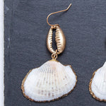 Shell Earrings, Dangle drop white shell earrings, Nautical earrings, Real Sea shell Earrings, Ocean Seashell Jewelry, Long Shell Earrings