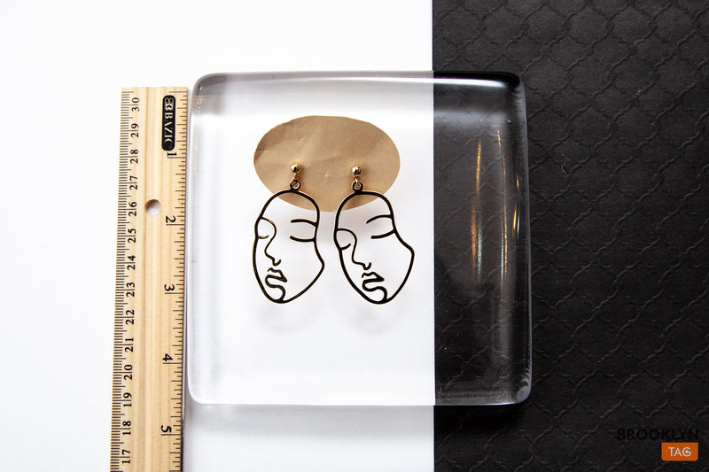 Face Earrings in Gold, Picasso Face Earrings, Post earrings in Gold, Modern Face Stud Earrings Abstract Gold earrings, Modern Style Earrings