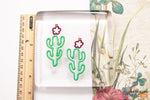 Cactus Stud Earrings, Green Pink Cactus earrings, Cactus Wire Studs, Summer Earrings, Mint Green Statement Earrings, Tropical Beach Jewelry