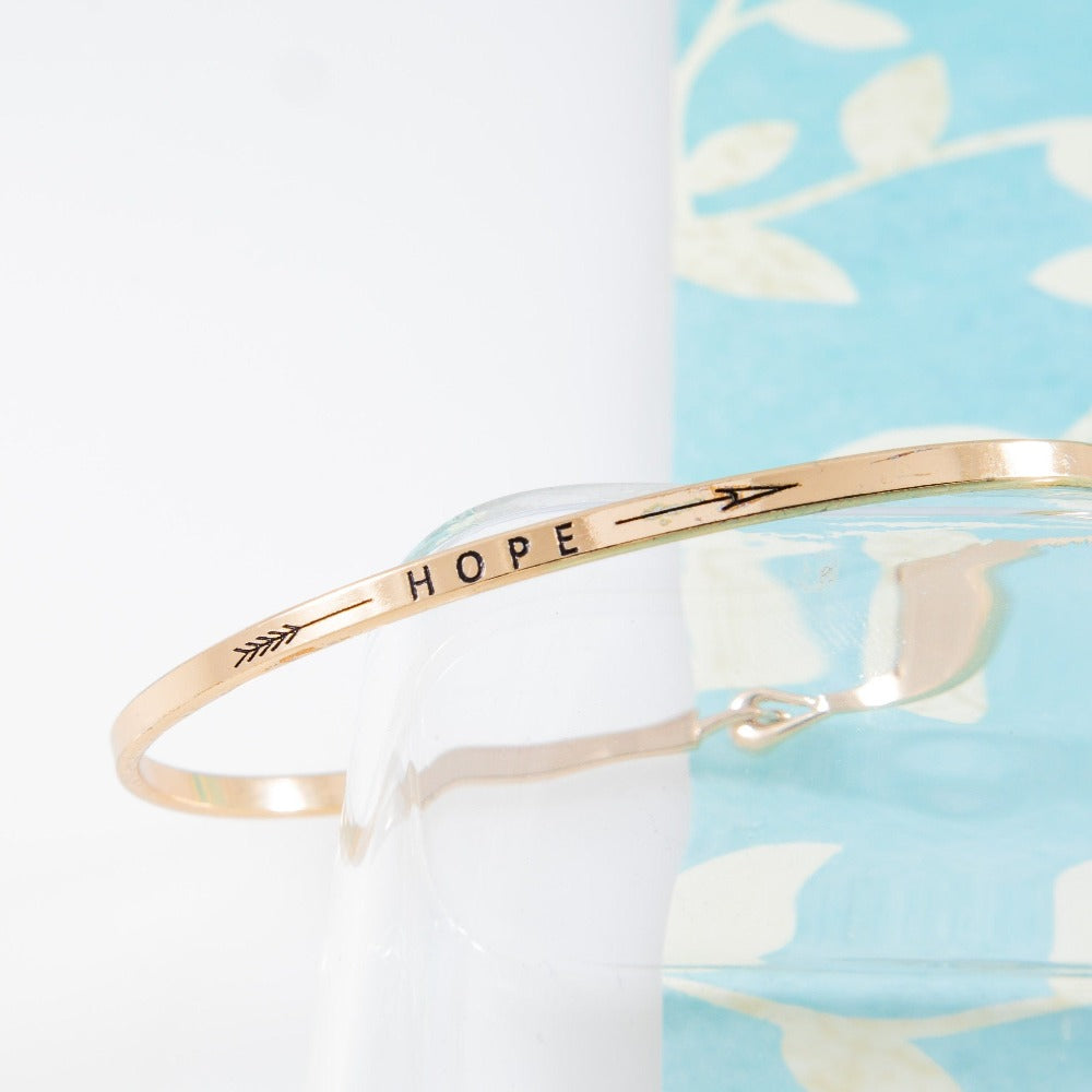 Hope Bracelet, Motivational Bracelet,  Friendship Bracelet, Personalized Minimalist Jewelry, Engraved Quote, Birthday Gift, Empowering Gift,