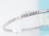 Love and Light Bracelet, Friendship Bracelet, Engraved Quote about Love Birthday Gift, Girlfriend Gift Idea, Personalized Minimalist Jewelry