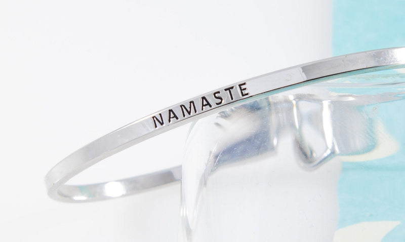 Namaste Bracelet, yoga Jewelry, Spiritual Bracelet Bangle, Engraved Quote, Personalized Minimalist Jewelry, Stacking Bracelet, BFF Gift Idea