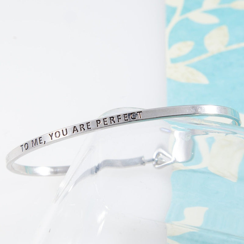 To Me You Are Perfect, Girlfriend Bracelet, Dainty Bangle, Personalized Minimalist Jewelry, Engraved quote, Birthday Gift, Valentines Gift