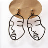 Face Earrings in Gold, Picasso Face Earrings, Post earrings in Gold, Modern Face Stud Earrings Abstract Gold earrings, Modern Style Earrings