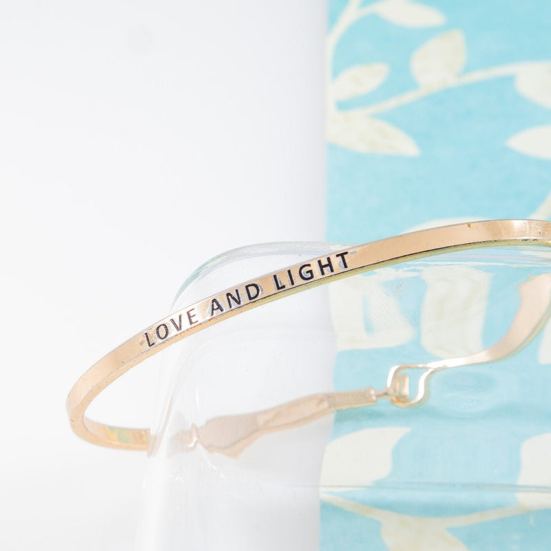 Love and Light Bracelet, Friendship Bracelet, Engraved Quote about Love Birthday Gift, Girlfriend Gift Idea, Personalized Minimalist Jewelry