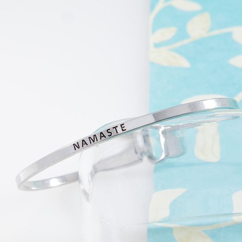 Namaste Bracelet, yoga Jewelry, Spiritual Bracelet Bangle, Engraved Quote, Personalized Minimalist Jewelry, Stacking Bracelet, BFF Gift Idea