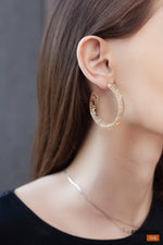 Clear Hoop Earrings with Gold Specks, Statement Earrings Acetate Lucite Earrings with Sparkle, Acrylic Drop Hoop Earrings, lightweight Hoops
