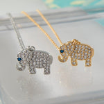 Elephant Necklace Paved, Gold Elephant Necklace with Crystals, Inspirational Jewelry, Good Luck Jewelry, Birthday Gift, Elephant Pendant CZ