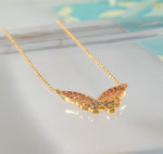 Butterfly Necklace Paved, Gold Butterfly Necklace with Crystals, Birthday Gift idea, Butterfly Pendant CZ, Multicolor Pave Necklace Gold,