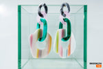 Statement Earrings Oversized, Multicolor Earrings, Resin Dangle Earrings, Chain Earrings Pastel Tones, Oversized Party earrings, 80s Style