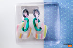 Statement Earrings Oversized, Multicolor Earrings, Resin Dangle Earrings, Chain Earrings Pastel Tones, Oversized Party earrings, 80s Style