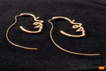 Face Earrings in Gold, Picasso Face Earrings,  Modern Face Earrings Threaders, Abstract Gold earrings, Modern Style Earrings, Gift for her