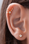 Cancer Constellation Jewelry, Ear Cuff Earring with Crystals, Zodiac Sign Non Pierced Cuff,  Earcuff CZ Stud set, Cancer Gift