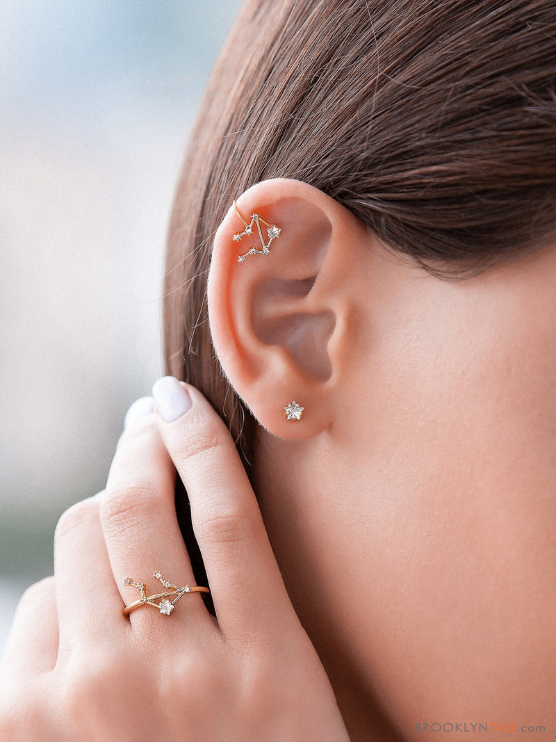 Aries Constellation Ear Cuff Earring with Crystals – Brooklyn Tag
