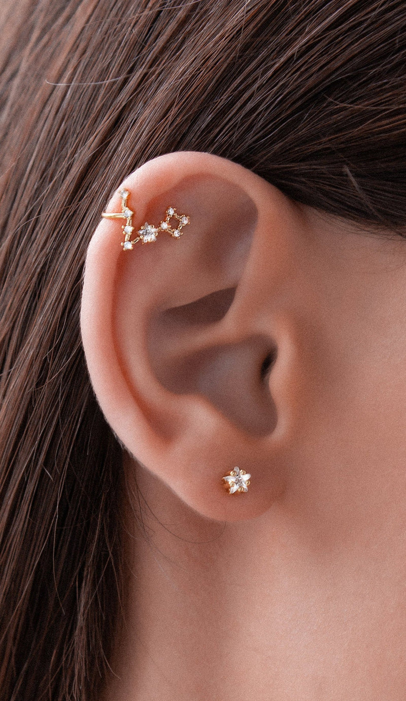 Pisces Zodiac Constellation Mismatched Set of Star Stud and Ear