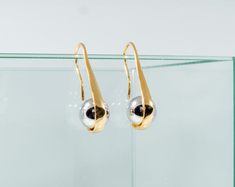 Minimalist Earrings Sterling SIlver, Gold Dangle Earrings, Dainty Ball Earrings, Gift for Mom, Drop Earrings in Silver, Gold Silver Earrings