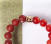 Natural Beaded Bracelet, Semiprecious Stones Bracelet, Orange stones bracelet with gold charm, Unisex Beaded Bracelet, stacking bracelet