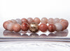 Natural Beaded Bracelet, Semiprecious Stones Bracelet, Peach stones bracelet with gold charm, Unisex Beaded Bracelet, stacking bracelet