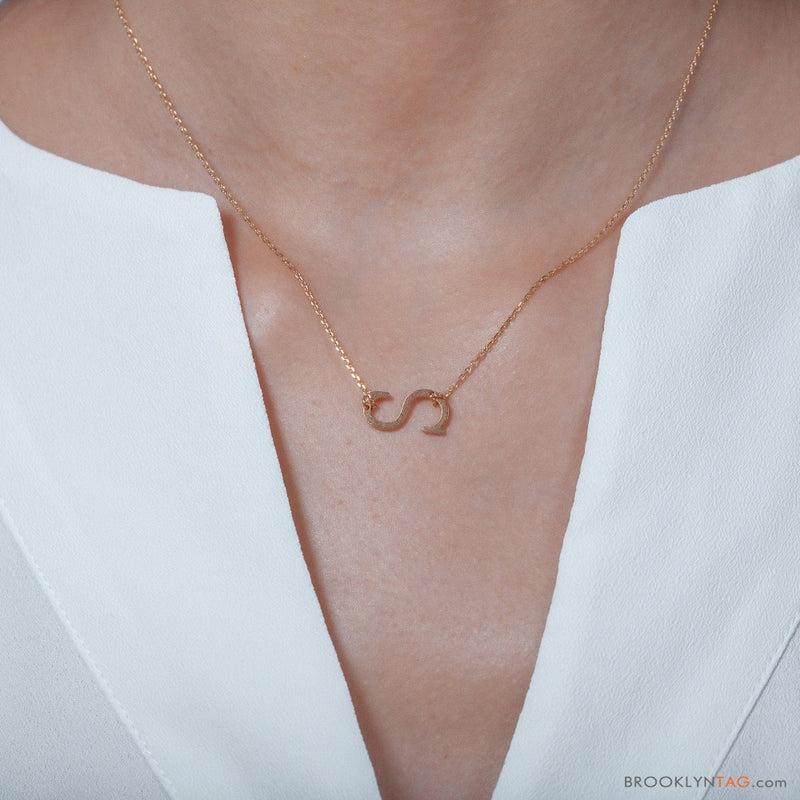 Monogram Jewelry, Initial Necklace, Letter S necklace, personalized Necklace with S Gold Letter Necklace, Birthday Gift Idea