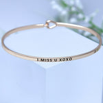 I Miss You XOXO Bracelet, Friendship Bracelet, Personalized Minimalist Jewelry, Engraved Quote, Birthday Gift