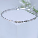 Carpe Diem Bracelet, Friendship Bracelet, Personalized Minimalist Jewelry, Engraved Quote, Birthday Gift