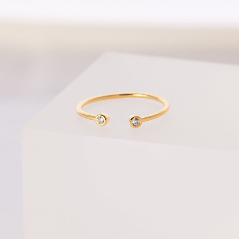 April Birthstone ring, Adjustable Ring with stones, Sterling silver 18k gold plated ring, Stacking ring