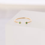 Gemstone Stacking ring, May Birthstone ring, Adjustable Sterling silver Ring, 18k gold plated ring