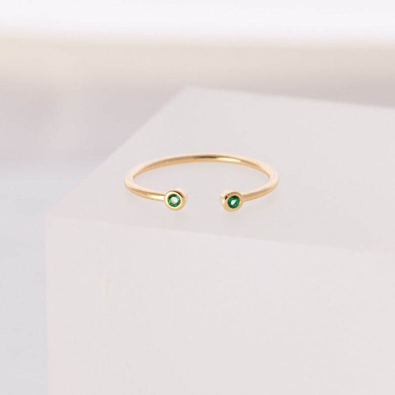 Gemstone Stacking ring, May Birthstone ring, Adjustable Sterling silver Ring, 18k gold plated ring