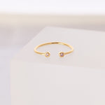 June Birthstone ring, Gemstone Stacking ring, Adjustable Sterling silver Ring, 18k gold plated ring