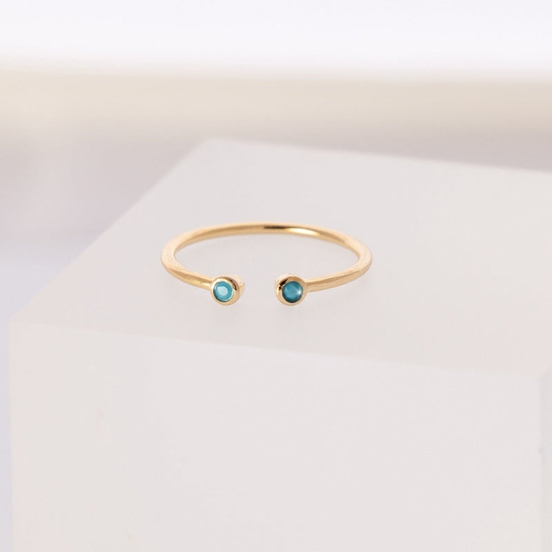 March Birth stone ring, Adjustable Ring with stones, Birthstone Ring, Sterling silver 18k gold plated ring, Stacking ring