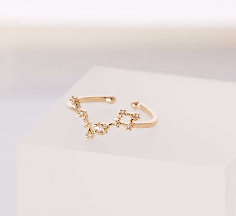 Pisces Zodiac Constellation Jewelry, Gold Plated Necklace Bracelet Ring Set, Pisces Birthday Gift, Matching Set
