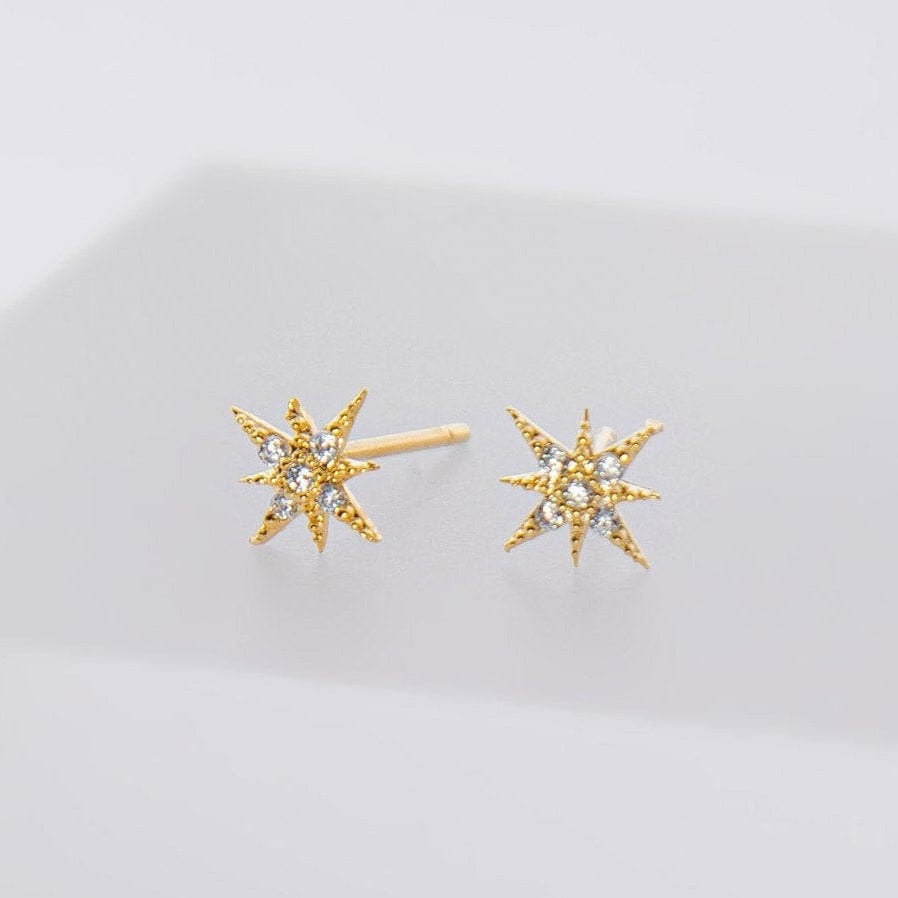 Tiny Star studs, Celestial jewelry, Gold starburst earrings. Silver Star stud earrings, Ready to Ship Gift