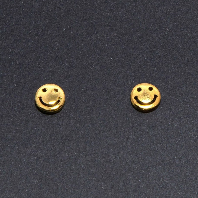 Tiny smiley face Studs, Smiley studs, Small Earrings in gold,  Minimalist Studs, emoji Jewelry, Tiny Dainty Earrings