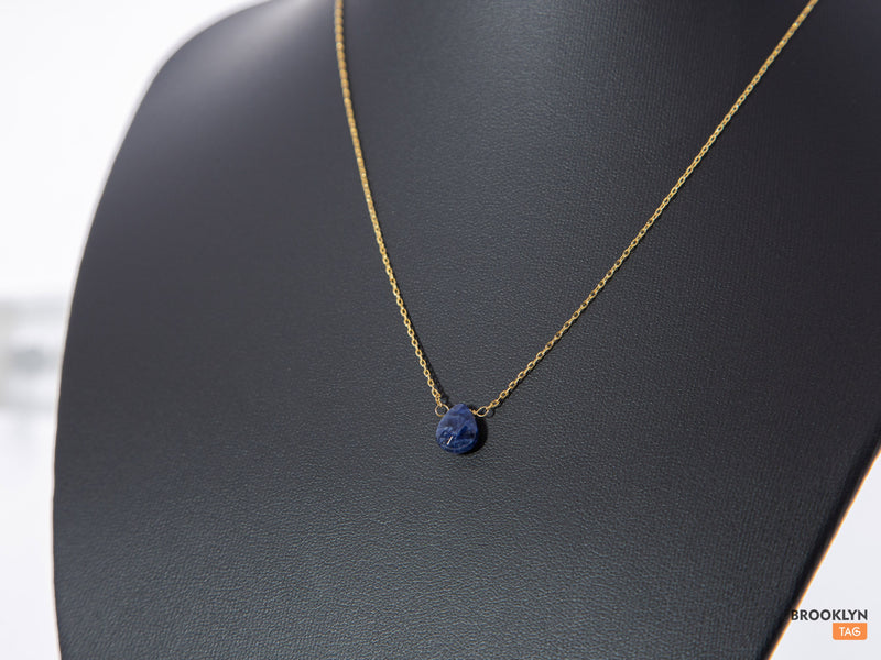 Teardrop Pendant Necklace, Royal Blue Sodalite Gemstone Necklace, Semi Precious Stone Jewelry, Sagittarius Stone, Gift for her