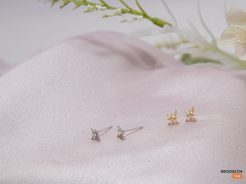 Tiny Star studs, Celestial jewelry, Gold starburst earrings. Silver Star stud earrings, Ready to Ship Gift