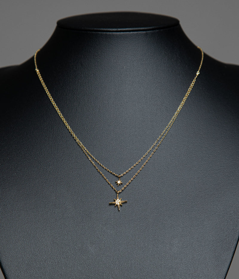 Star Pendant Necklace, Northern star Necklace, Two Layered Necklace, CZ Star Charm necklace, Gift for her, Dainty necklace with charm