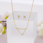 Capricorn Zodiac Constellation Jewelry, 18k Gold Plated Necklace and Star Studs Set, Capricorn Birthday Gift