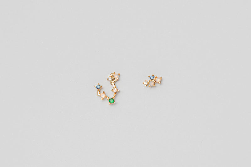 Pisces Sign Constellation Earrings, Celestial Jewelry, Sterling silver Pisces Zodiac Studs, Mismatched Stud Earrings with zircon