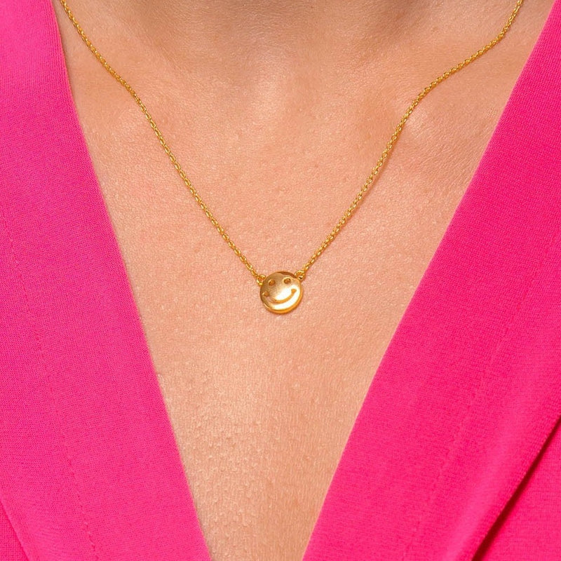Tiny smiley face Necklace, Smiley pendant, Small Charm Necklace in gold,  Minimalist Necklace, emoji Jewelry, Tiny Dainty Necklace