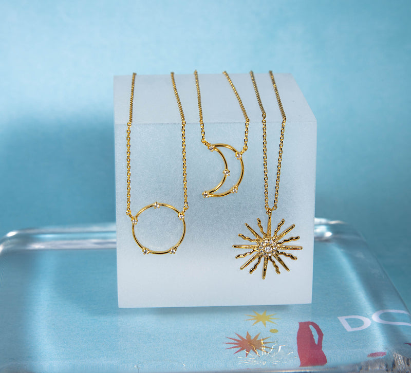 Gold/Blue Moon Necklace and Earring Set