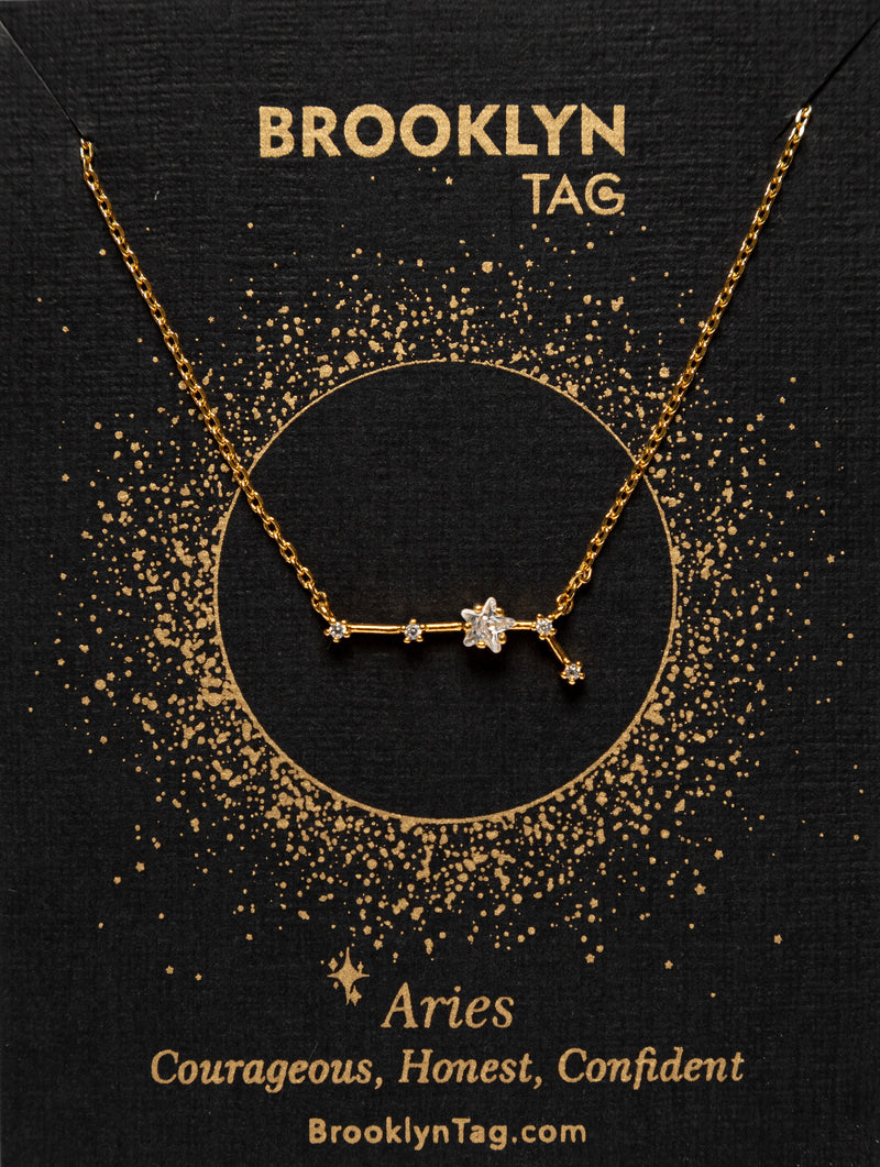 Aries Sign Constellation Necklace with Crystals, Celestial Jewelry, Zodiac Sign Necklace, Star Dainty Necklace, Bridesmaids Gift, Zodiacs