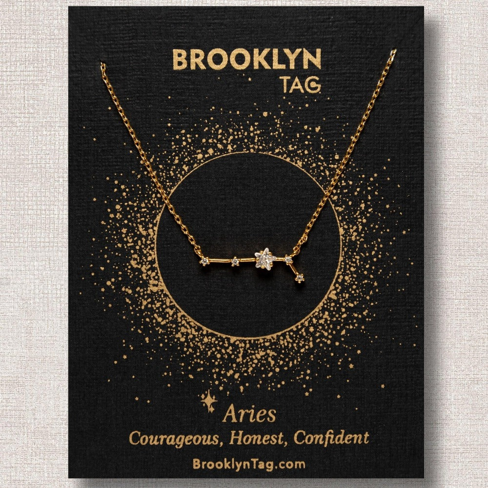 Aries Sign Constellation Necklace with Crystals, Celestial Jewelry, Zodiac Sign Necklace, Star Dainty Necklace, Bridesmaids Gift, Zodiacs