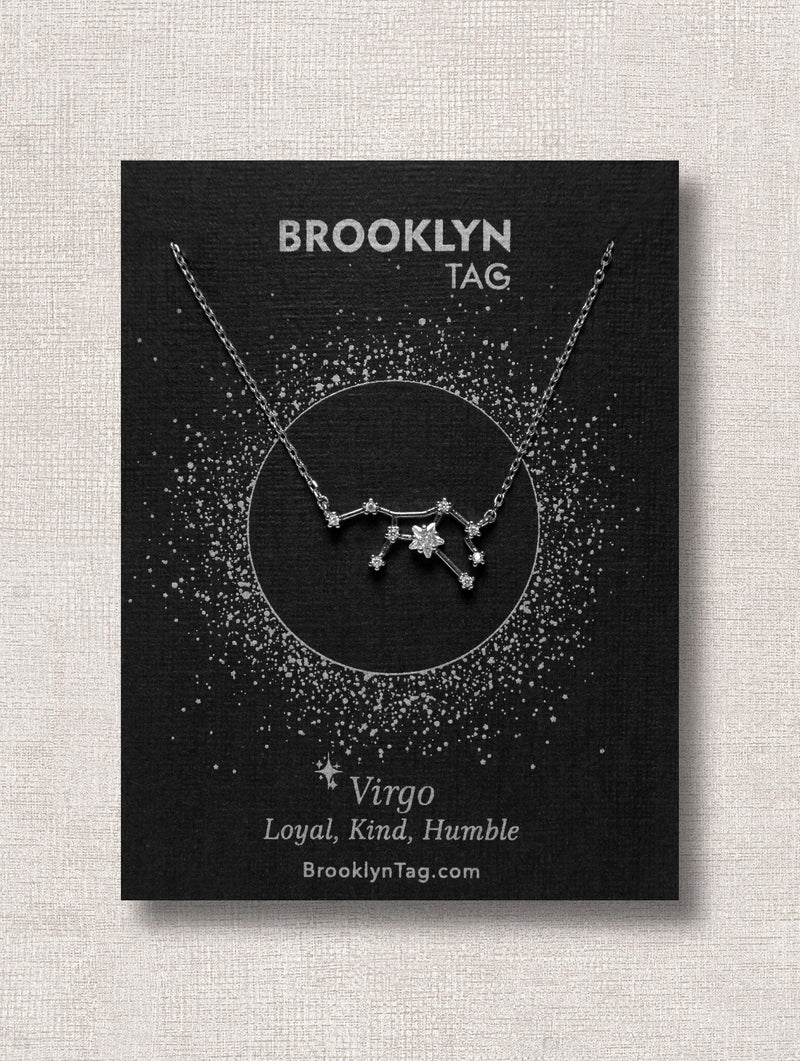 Virgo Sign Constellation Necklace with Crystals, Celestial Jewelry Zodiac Sign Necklace, Star Dainty Necklace, Bridesmaids Gift, Zodiacs