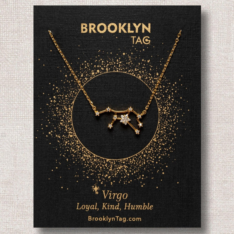 Virgo Sign Constellation Necklace with Crystals, Celestial Jewelry Zodiac Sign Necklace, Star Dainty Necklace, Bridesmaids Gift, Zodiacs