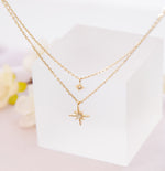 Star Pendant Necklace, Northern star Necklace, Two Layered Necklace, CZ Star Charm necklace, Gift for her, Dainty necklace with charm