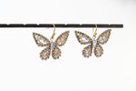 Butterfly Dangle Earrings, Drop Butterfly earrings, Zircon Paved Gold Butterfly Earrings, Ready to Ship Gift