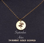 September Birth Flower Necklace, Birthday Gift for September, Floral Necklace 14k gold dipped, gift for her