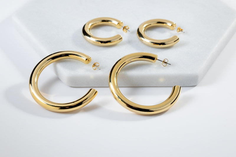 Simple Hoop earrings, Gold Dipped Open Hoops, Small Silver Hoops, Basic Everyday Hoops, Ready to ship gift